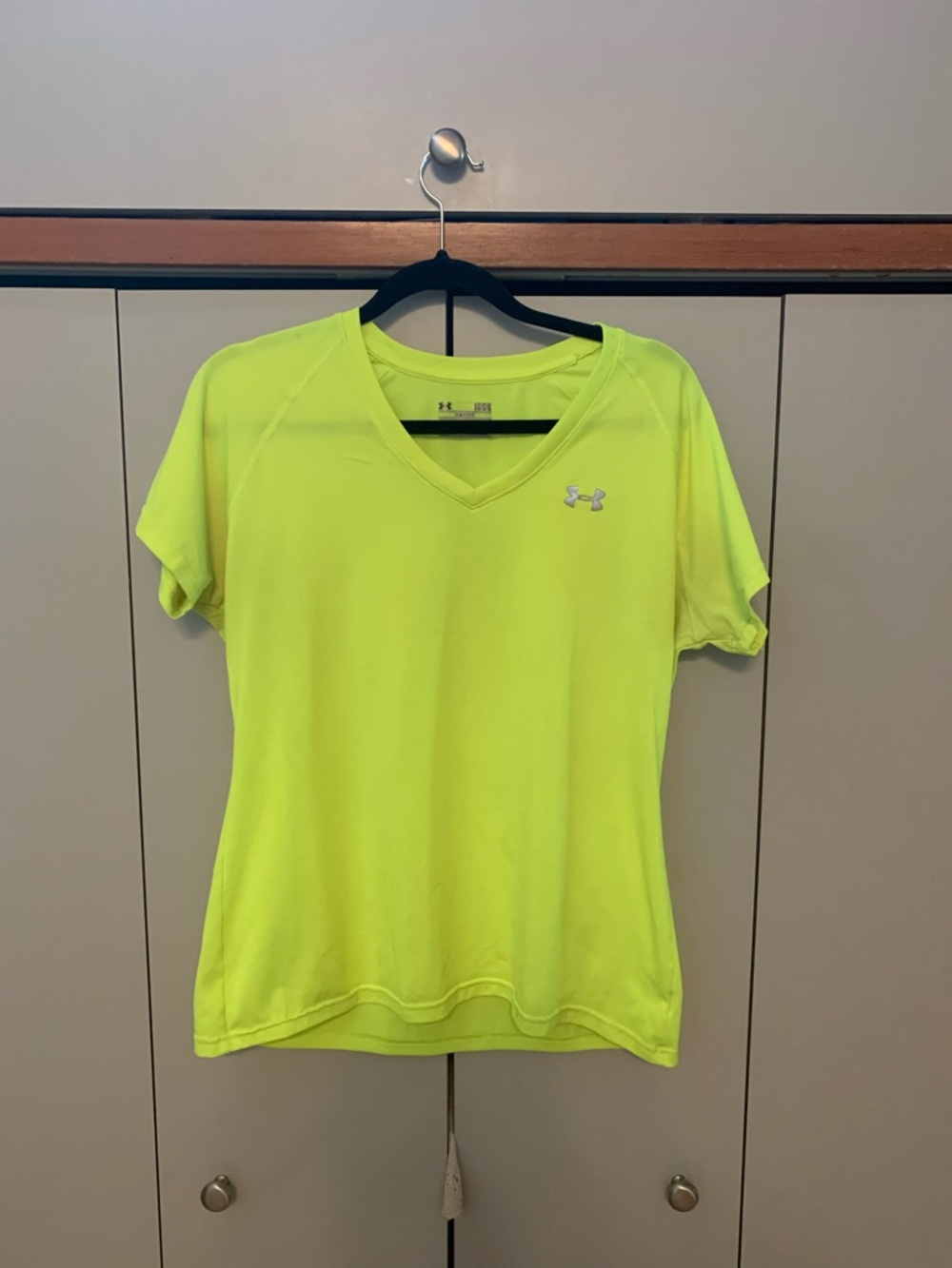 Under Armour Women’s Neon Yellow V-Neck Athletic Dry Fit Tee
